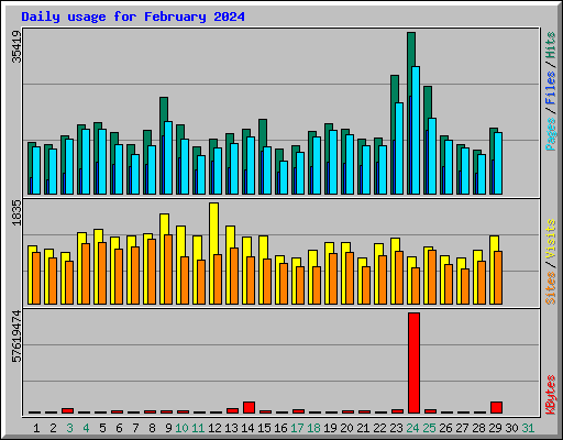 Daily usage for February 2024