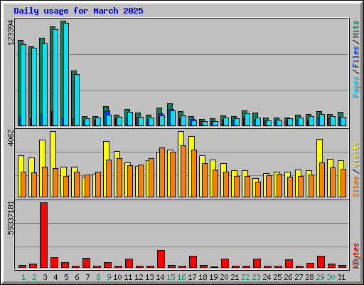 Daily usage for March 2025